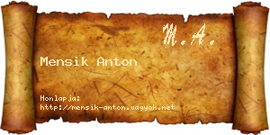 Mensik Anton névjegykártya